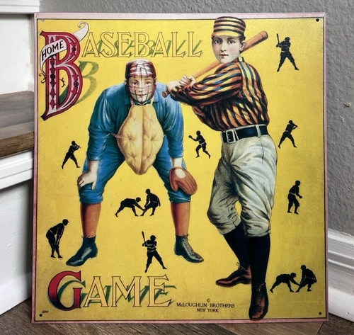 Vintage Baseball 1897 Home Baseball Board Game Tin Sign Wall Decor 12X13