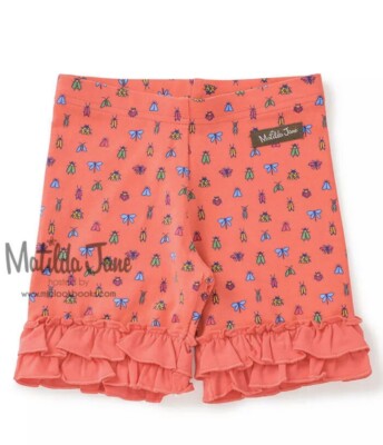 Short Fille Matilda Jane 'Day Camp Shorties' Taille 8, Bleu, Pois Blancs Et Jaunes, NEUF