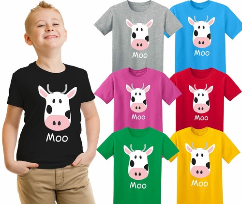 Childrens Moo Cow Animal T-Shirt Farm 