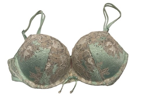 Victoria's Secret Seduction Mint Green White  Bombshell Bra 34B