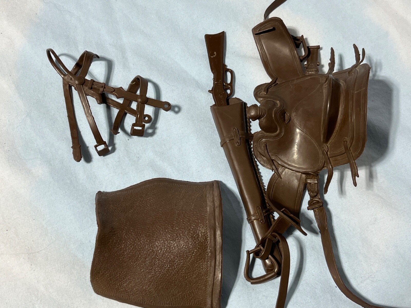 Vintage Marx Johnny West Accessories Saddle, Blanket, Rifle w/Case