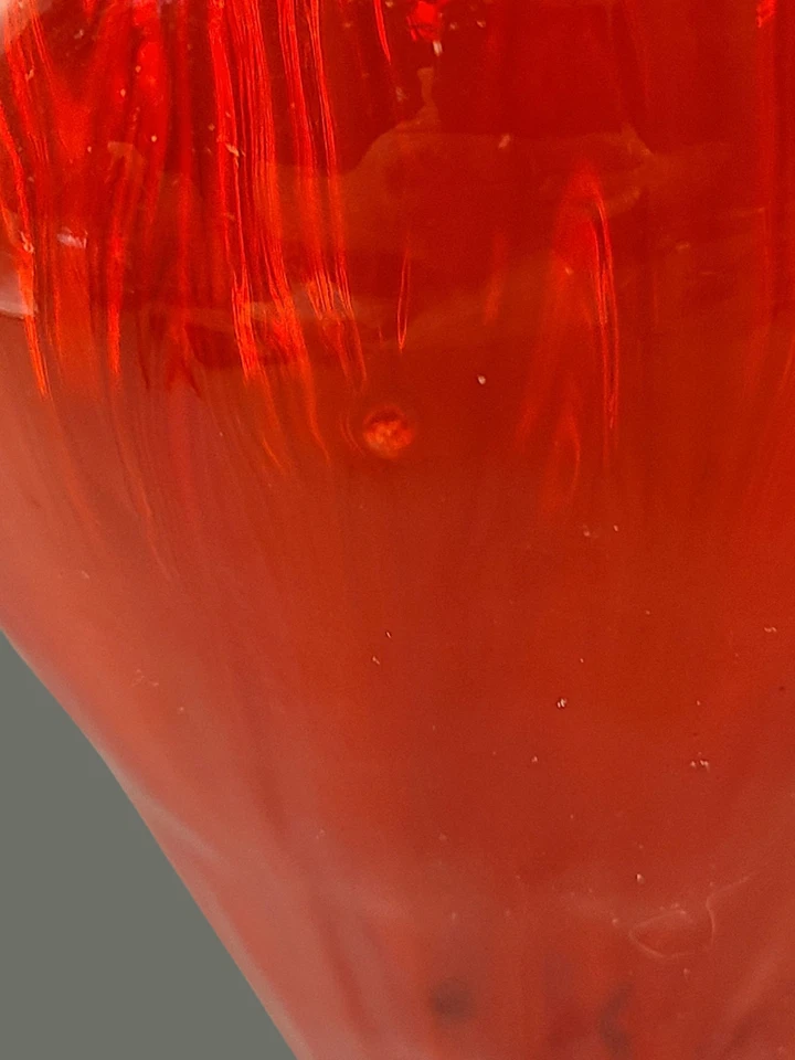 Vintage Mid-Century Modern Italian Red Opaline Ruffled Top Art Glass Vase 16'' - Image 3 of 4