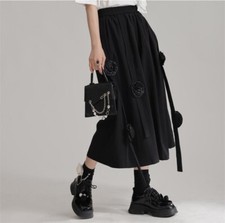 Japanese women's elastic waistband Wide leg pants pantsskirt Street style