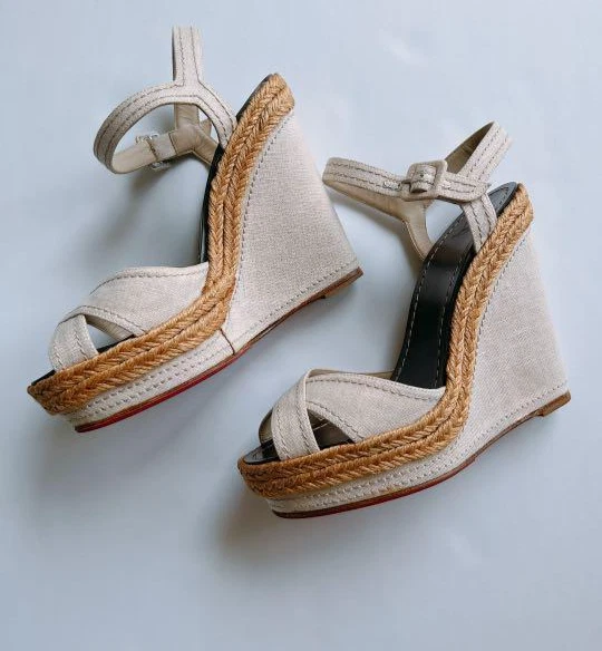 White louboutin wedges cheap