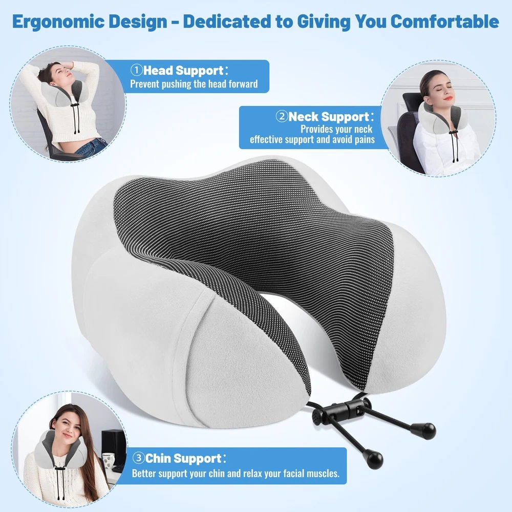 Travel Pillow Premium Memory Foam Comfortable & Supportive Neck Pillow Neck P...