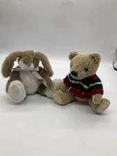 VINTAGE HUGFUN INTERNATIONAL FULLY JOINTED BUNNY AND BEAR