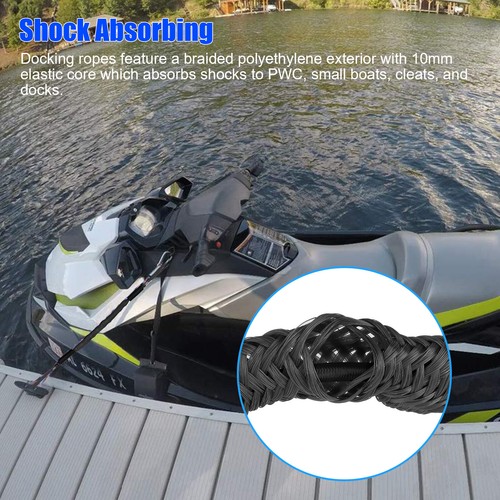4 Pack Marine Bungee Dock Line Boat Mooring Rope Anchor Cord Stretch Black - Picture 3 of 9