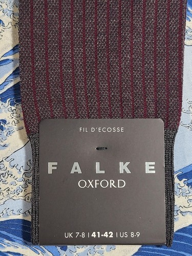 Falke Hombres Oxford Rayas Algodón Calcetines Rojo Carbón Talla UK 7-8 EU 41-42 RRP £17 - Imagen 2 de 4