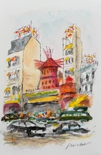 Urbain Huchet MOULIN ROUGE Hand Signed Limited Edition Lithograph 18" x 12"