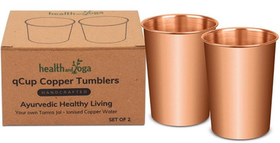 2Pcs Pure Copper Tumbler Cups 250ml Ayurvedic Health Drinking Water Glass Set