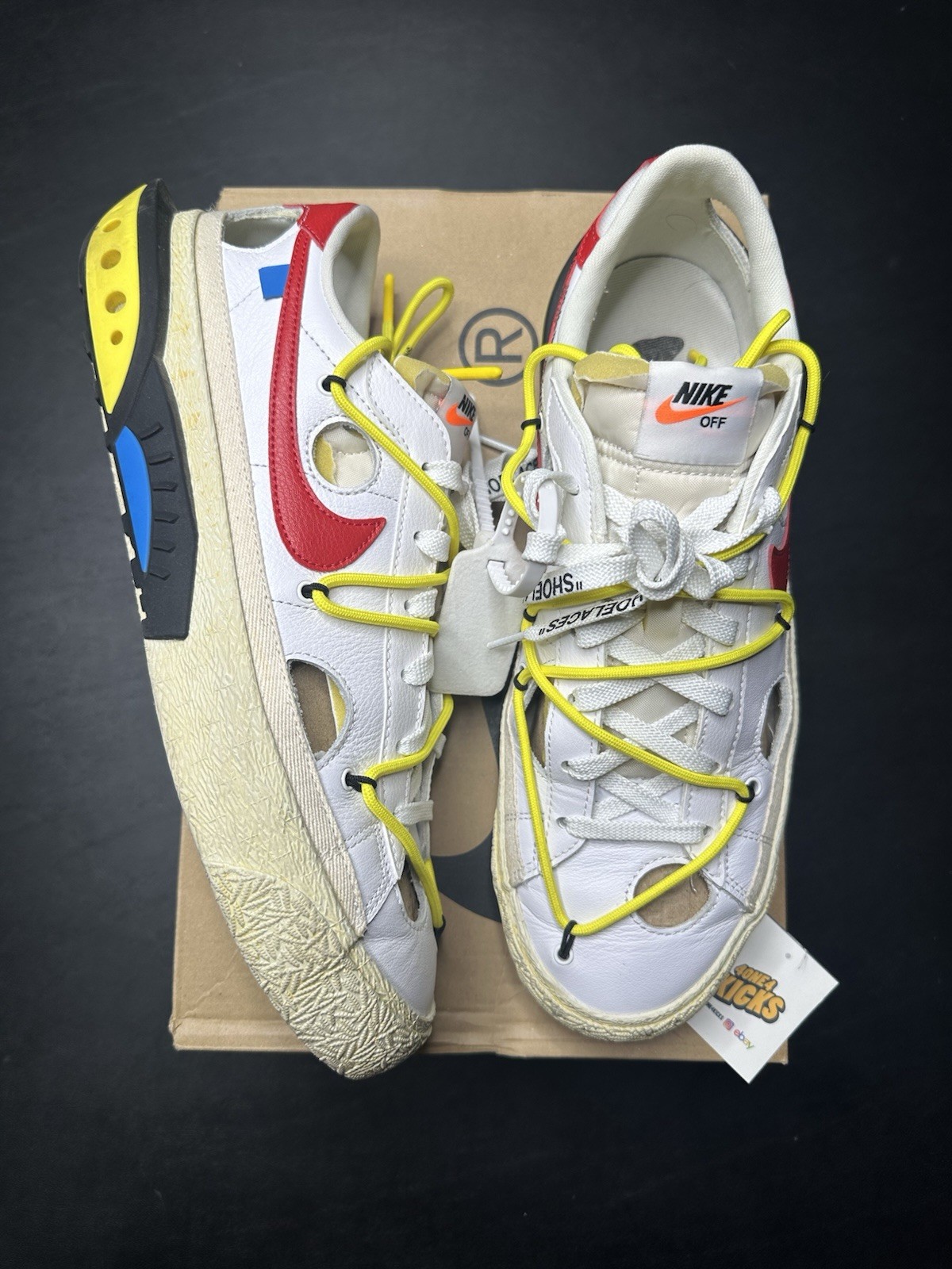 OFF WHITE X NIKE Nike Off White x Blazer Basso Bianco Università Rosso Taglia 11 5