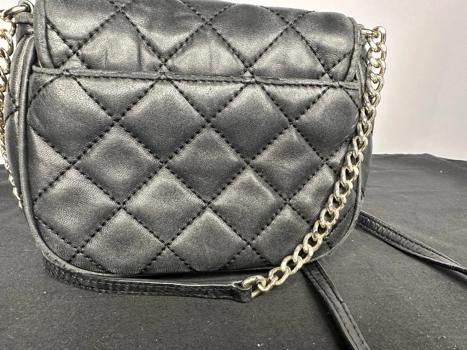 复古原装 Michael Kors 黄油柔软 Y2K 黑色迷你绗缝富尔顿 — 第 3/4 张图片