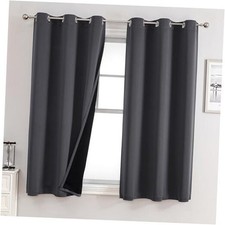 100 Blackout Curtains for Bedroom with 42"W x 63"L Pack of 2 Dark Grey