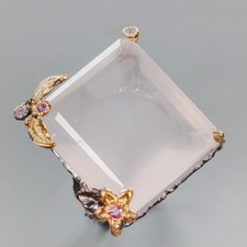Jewellery 44 ct Natural Rose Quartz Ring 925 Sterling Silver Size 8 /R437521