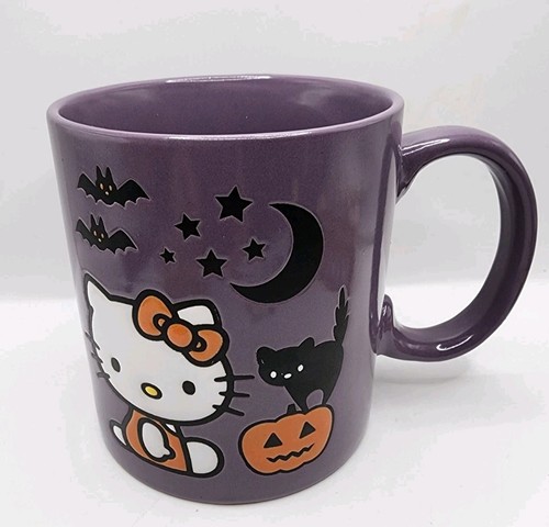Silver Buffalo Sanrio Hello Kitty Halloween Pumpkin Bats Wax Resist Ceramic Mug - Picture 1 of 7