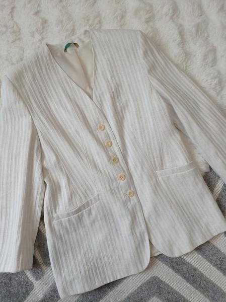 Women C&A Blazer Beige Cotton L