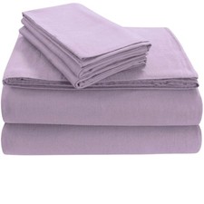 Tribeca Living Luxury Solid Flannel Deep Pocket Sheet Set, King, Lavender FLS...