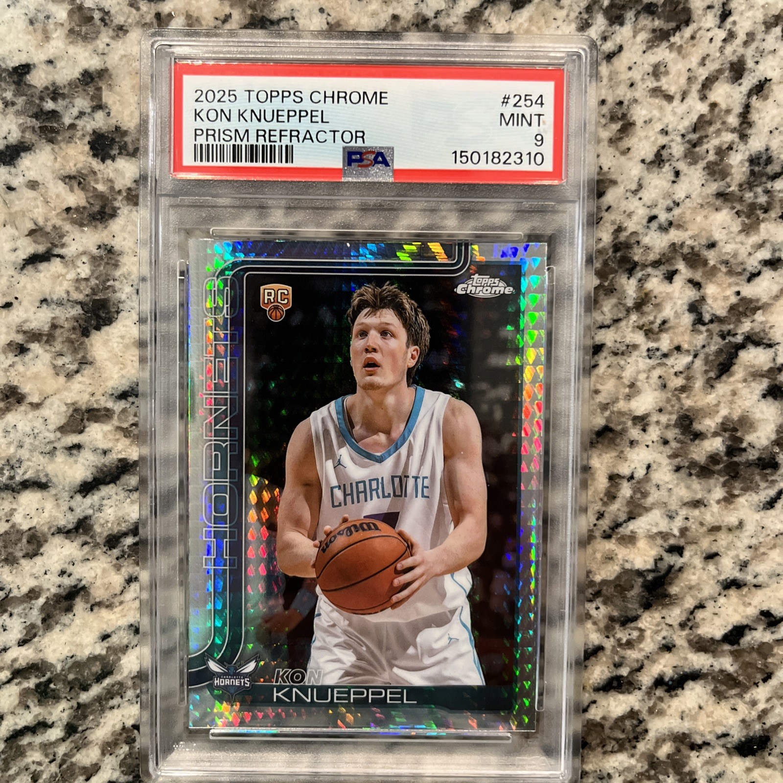 Kon Knueppel 2025 Topps Chrome #254 Pulsar Refractor Rookie RC PSA 9