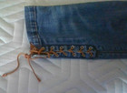 LEATHER TRIM/LACE UP ANKLE White House Black Market Skimmer Sz 6 Denim Jeans EUC — photo 3
