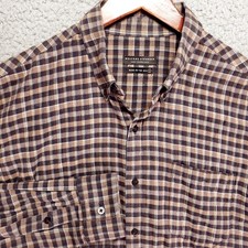 Welcome Stranger SF Plaid Button Down Shirt Mens L Brown Check USA Made Heritage