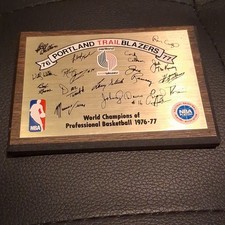Portland Trail Blazers 1976-77 NBA Champions Vintage Plaque Facsimile Signatures