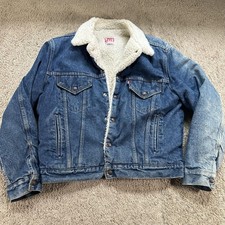 Vintage Levis Jacket Mens 42 Blue Sherpa Lined Denim Trucker 70608 Made USA