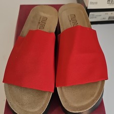 Munro Womens Red Solid Fabric Slip-On Slide W...
