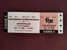 UNIVERSITY of PITTSBURGH vs. LOUISVILLE Football 🏈 Unused Ticket, Nov. 14, 1992