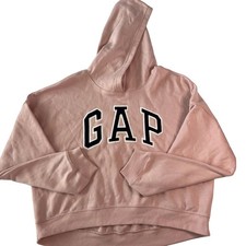 Gap Women's Light Pink With Navy Arch Logo Classic Hoodie Size Large
