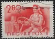 1955. Hongrie. Professions. Femme d'agriculteur sur un tracteur. N°1173.