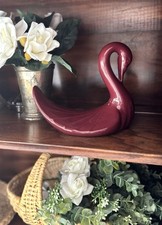 VTG 1980 Swan Ceramic Towel Holder, bathroom Decor Maroon Color, Cottagecore