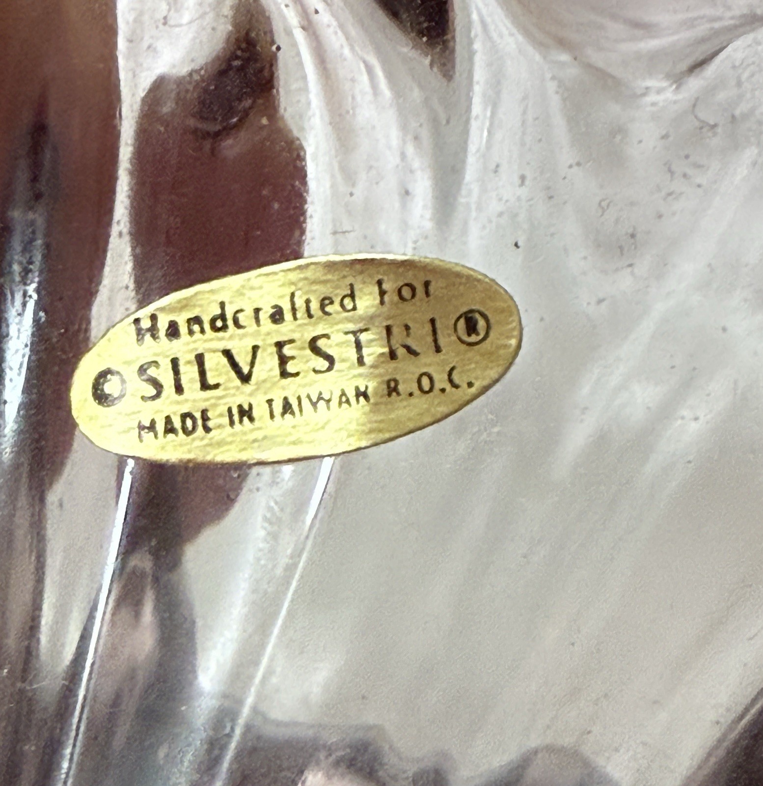 Vintage Silvestri Hand Blown Glass Lily Stem Deep Purple Snow Drop Flower