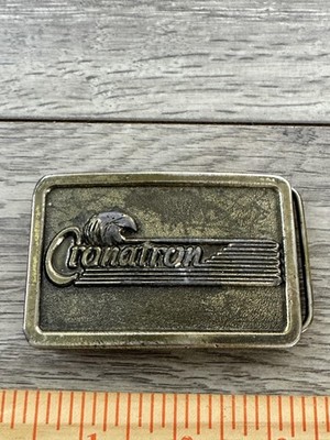 VTG Cronatron Welding Systems Belt Buckle Mens Brass Tone Eagle Logo broken peg