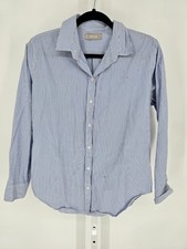 Everlane Womens Sz 8 Long Sleeve Button Up Dress Shirt Blue Striped