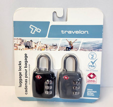Travelon TSA Accepted Travel Sentry Luggage Locks Set Of 2 Black Gray Combo New