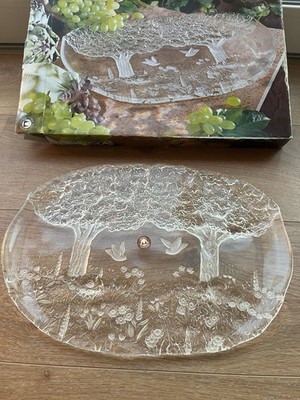 Walterglas Servierplatte Kuchenplatte Tortenplatte Vögel Original mit Karton Top