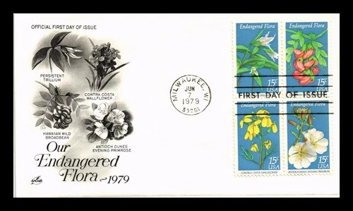 US COVER ENDANGERED FLORA FIRST DAY ISSUE SETENANT ARTCRAFT