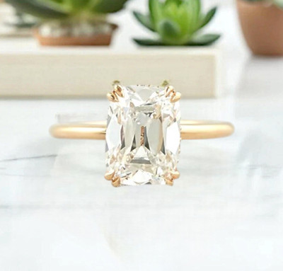 2.00 Ct Cushion Old Mine Cut Diamond Wedding Ring IGI Lab Grown 14K Yellow Gold