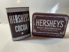 2 Vintage HERSHEY'S COCOA Tins. 8 oz. Made in USA Back From 70s And. 90s tin.