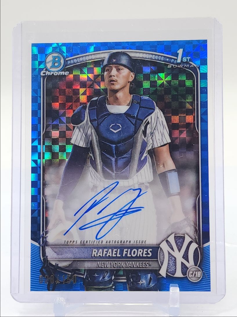 RAFAEL FLORES 2025 BOWMAN CHROME 1ST AUTOGRAPH BLUE X-FRACTOR AUTO /150 Q0212