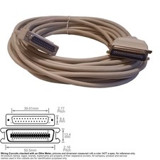 Cable Parallel Printer Centronics 36-Pin Male D-Sub DB25 25-Pin 50FT Molded