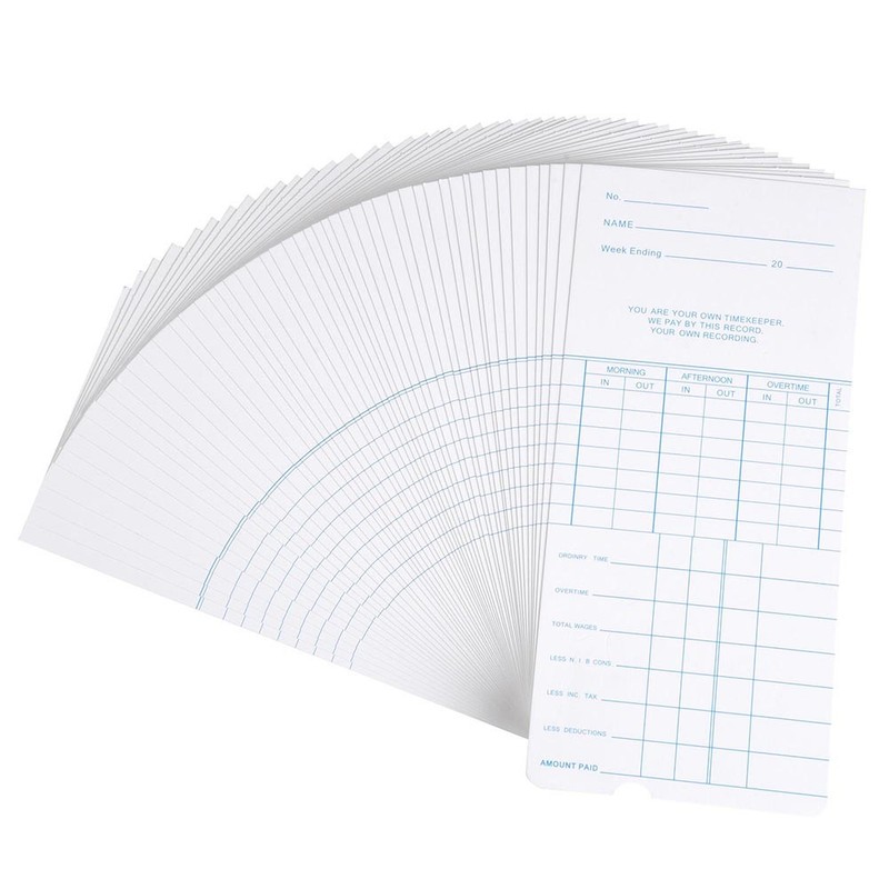 100x Weekly Time Clock Cards Timecard for Employee Attendance Payroll Recorder