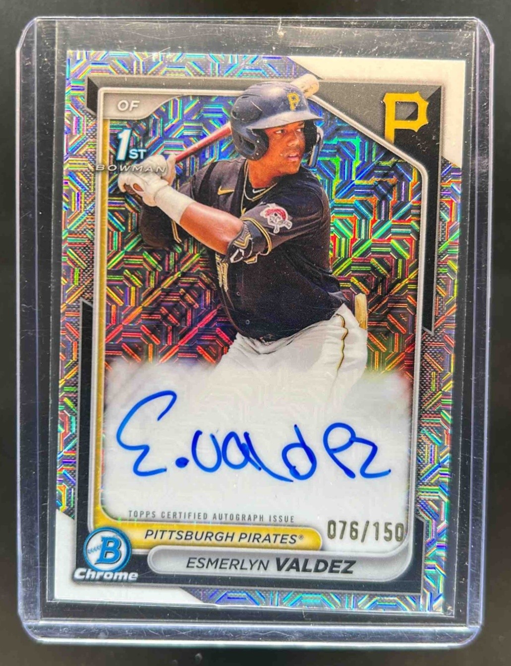 2024 Bowman Esmerlyn Valdez Chrome Auto Choice 1st #76/150 Pirates