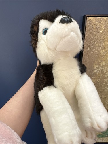 Lapland UK KIVI Dark Brown/White Husky Dog Soft Plush Toy 13” long - Picture 10 of 13