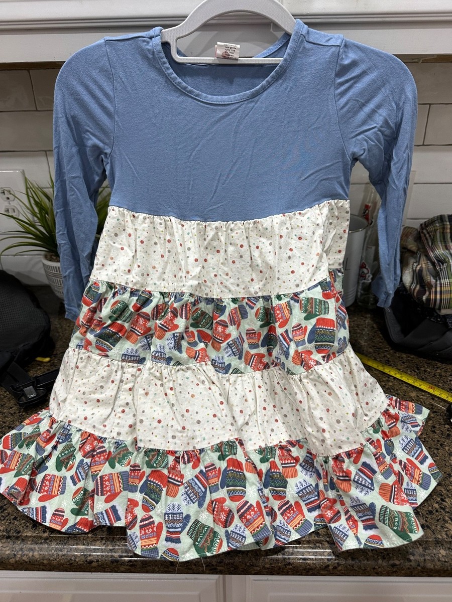 ricrac and ruffles christmas dress with mittens girl's 5 | eBay