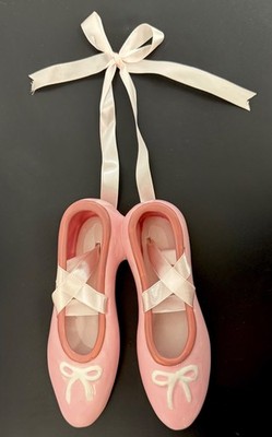 Ballet Pointe Slippers Ceramic Wall Hanging, Hand Painted SIGNED Karen DeAlwis 