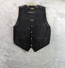 Scully Vest Men XL Black Genuine Leather Suede Snap Front Western Cowboy Belted