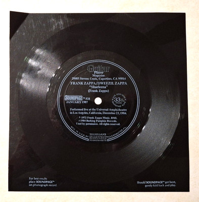 Frank Dweezil Zappa Sharleena Record Guitar Player Magazine Jan 1987 Flexi Disc
