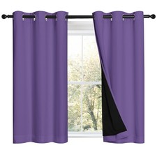 NICETOWN Lilac Purple 100 Blackout Curtains 45 inches Long, Thermal Insulate...