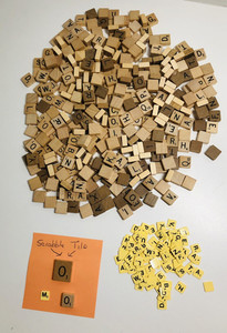 468 -   100 Small Old Ivory Plastic & 368 Wooden  Scrabble Letters  Blocks Tiles